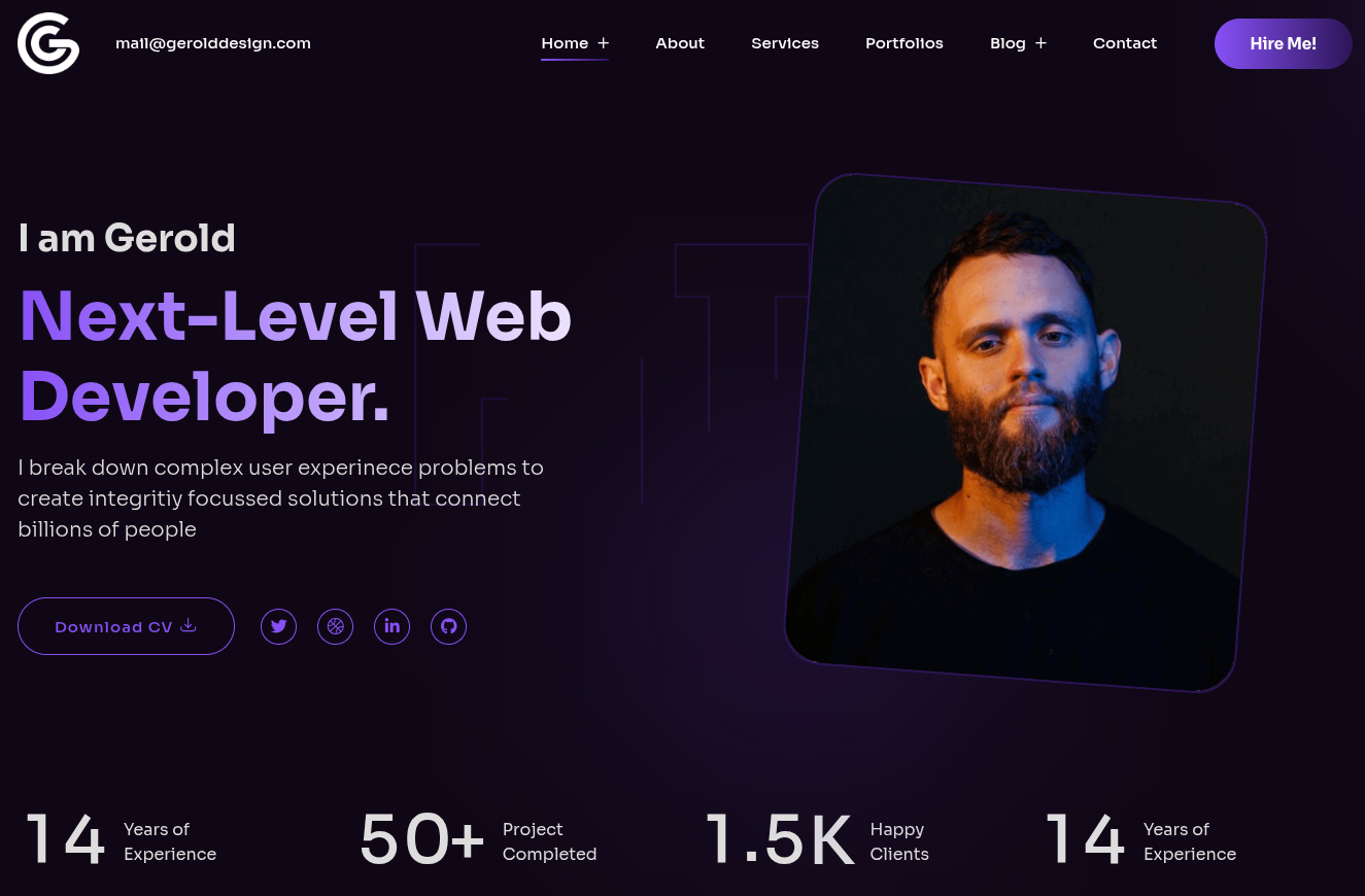 Gerold - Personal Portfolio HTML Template Portfolio pro